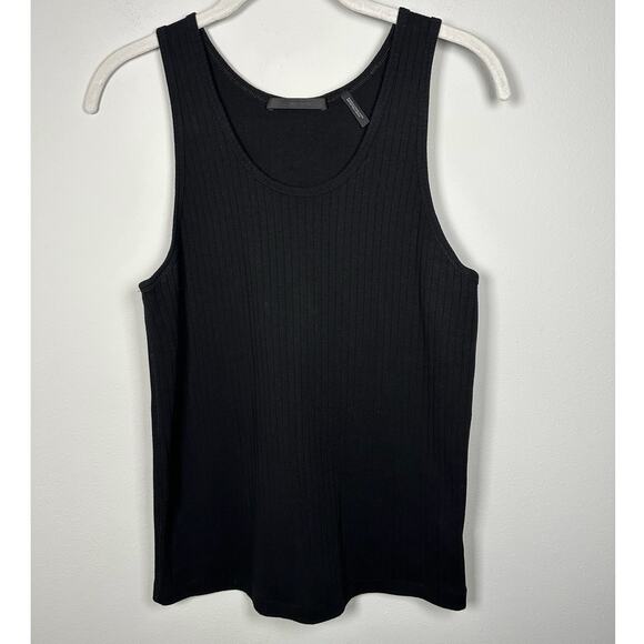 Helmut Lang Black Scoop Neck Ribbed 100% Cotton Sleeveless Top Women's Large - Picture 1 of 5